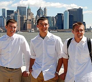 Boys in front of NYC Skyline